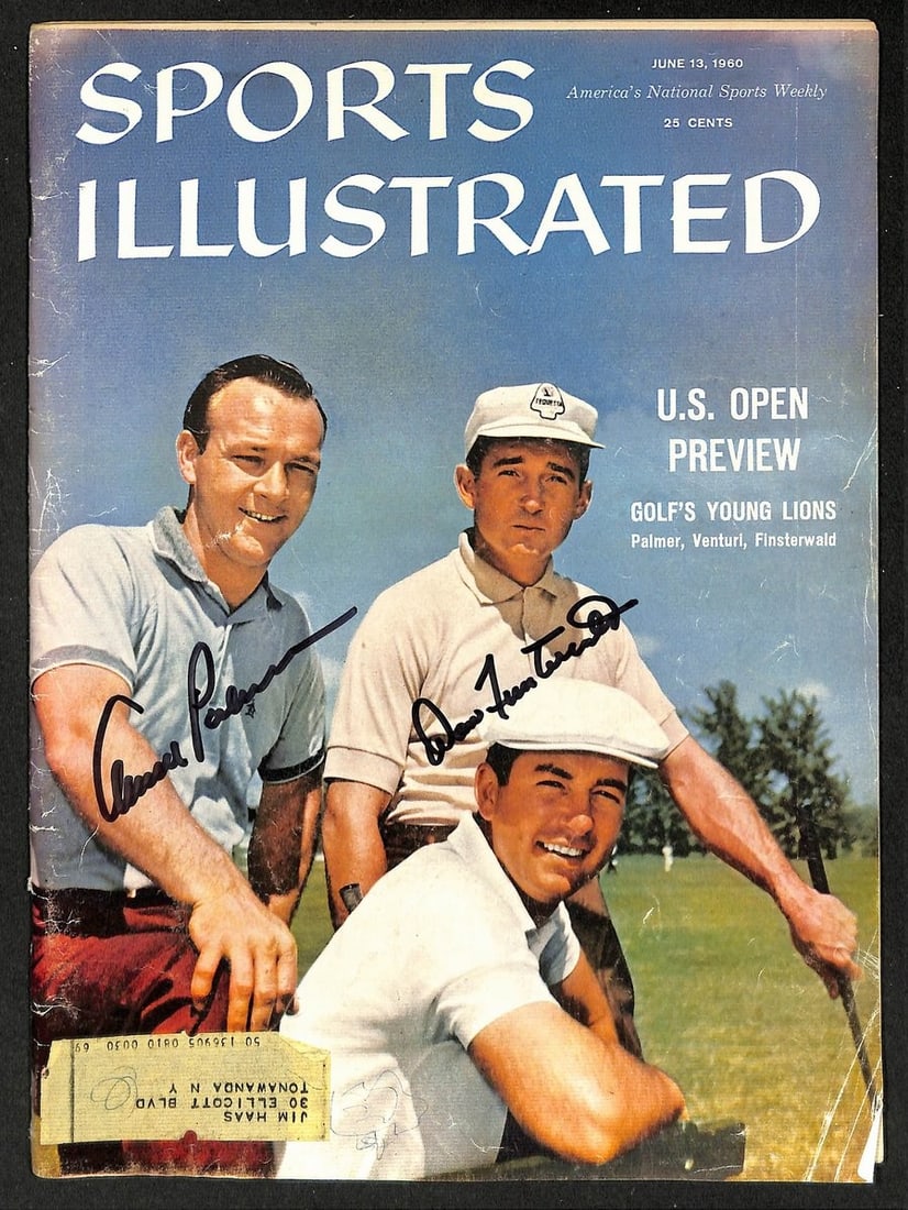 Signed PSA DNA 1960 Sports Illustrated Arnold Palmer Don Finsterwald: Signed PSA DNA 1960 Sports Illustrated Arnold Palmer Don Finsterwald Signed by Arnold Palmer, this 1960 Sports Illustrated cover features Don Finsterwald, a notable golfer at the time, in a iconic pho