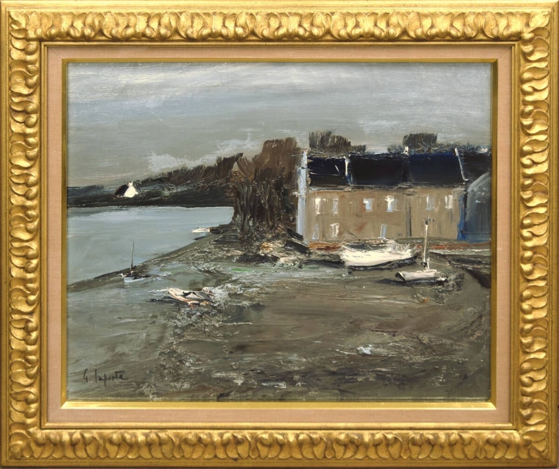 Georges Laporte Les Maisons Roses Original Oil Painting 10F Signed Framed (1 of 10)