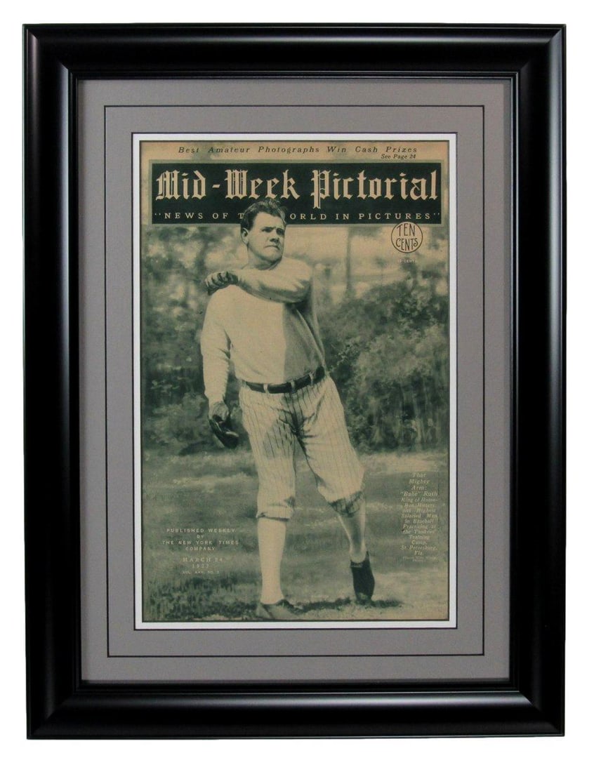 Mid-Week Pictorial Newspaper March 24, 1927 Babe Ruth New York Yankees Framed (1 of 3)