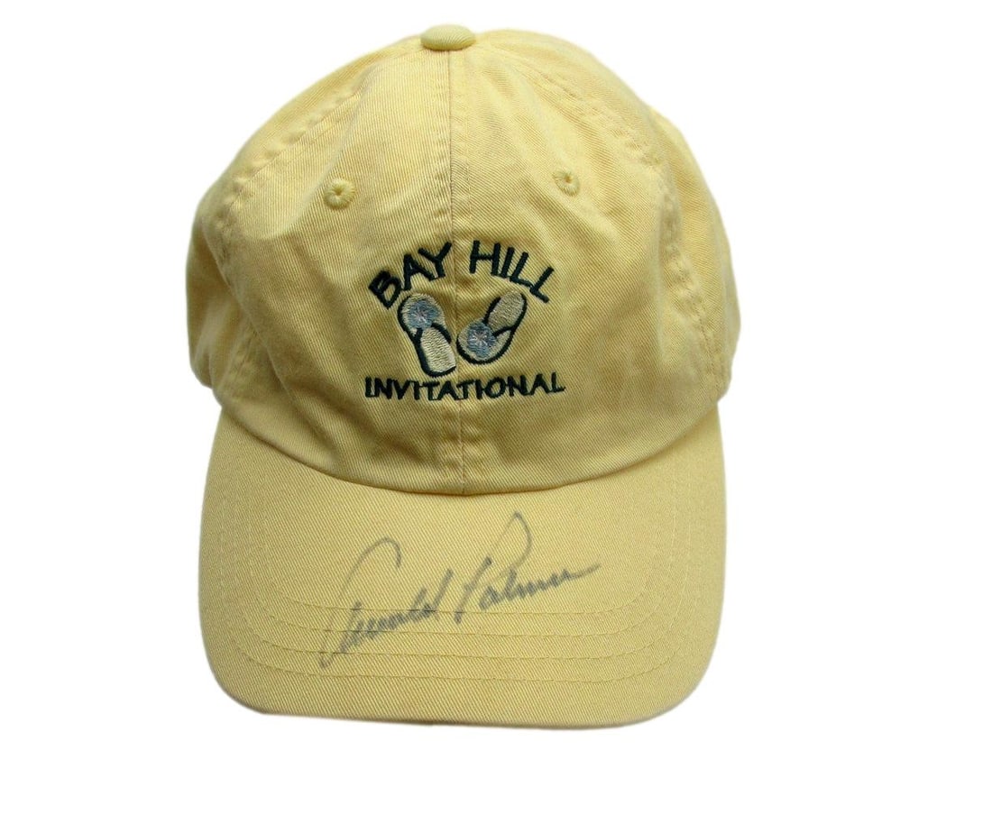 Signed Autographed Arnold Palmer Bay Hill Invitational Golf Hat JSA: Signed Autographed Arnold Palmer Bay Hill Invitational Golf Hat JSA Signed Autographed Arnold Palmer Bay Hill Invitational Golf Hat JSA - A rare opportunity to own a piece of golf history, this hat fe