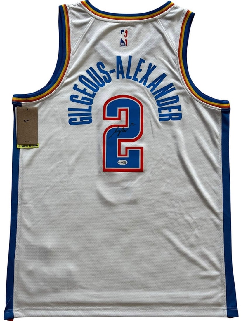 Nike Association Oklahoma City Signed Swingman Edition Gilgeous-Alexander: Nike Association Oklahoma City Signed Swingman Edition Gilgeous-Alexander Signed by Shai Gilgeous-Alexander in black sharpie across the jersey number on the back of the Oklahoma City Nike Association 