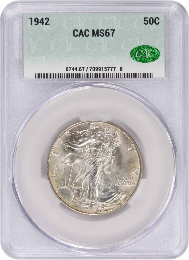 1942 Walking Liberty Silver Half Dollar MS67 CACG (1 of 3)