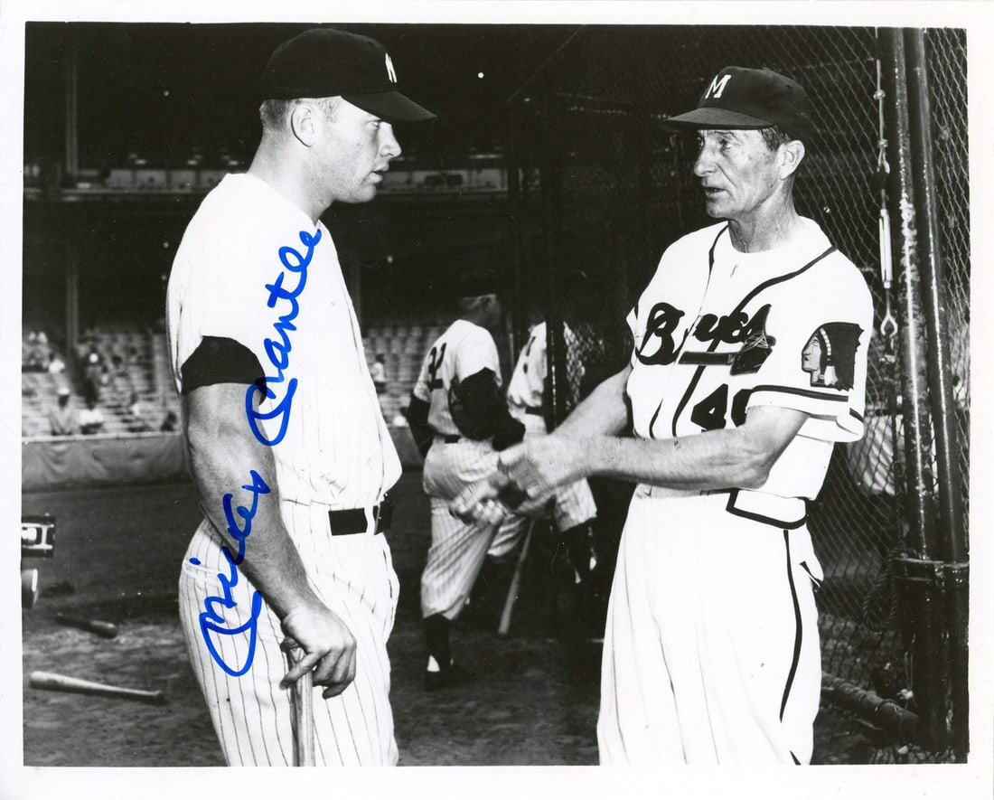 Mickey Mantle Autographed 8x10 Photo: Mickey Mantle Autographed 8x10 Photo Item Specifics: Brand: James Spence Authentication (JSA) Mickey Mantle Autographed 8x10 Photo with Johnny Logan Signed in blue sharpie across the front of the phot