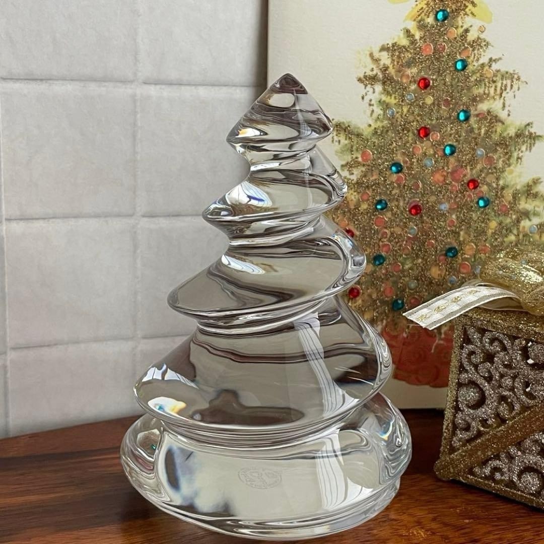 Crystal Christmas Tree Figurine Clear Art Glass 12.5cm H Noel Baccarat Box (1 of 8)