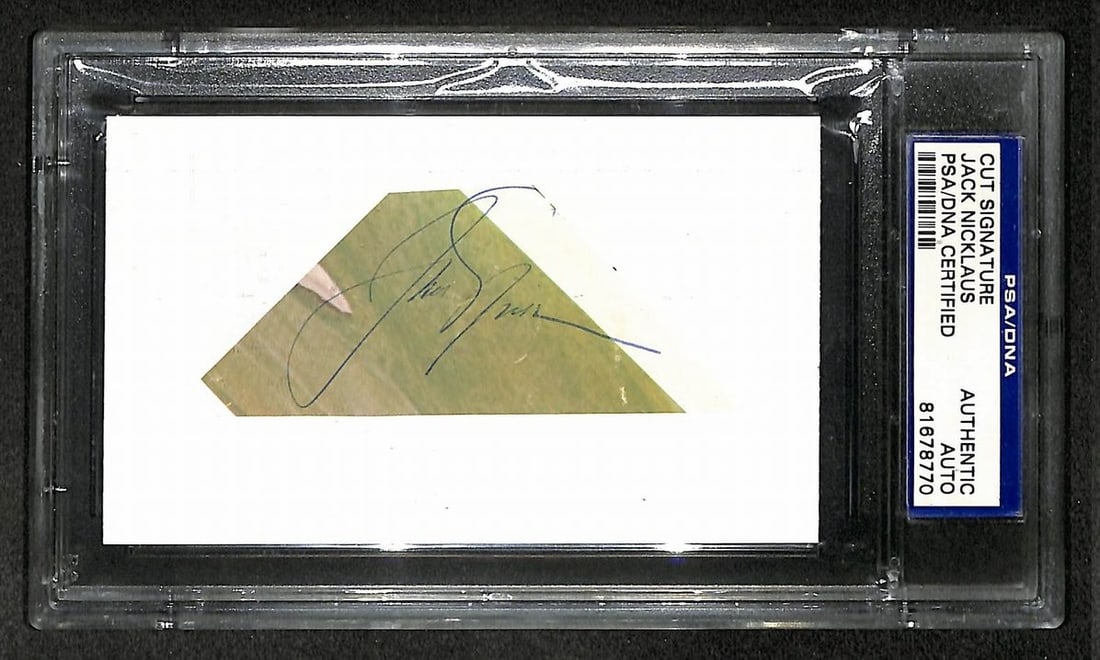 Jack Nicklaus Signed/ Autographed Cut Signature Golf HOF PSA/ DNA 210758: Jack Nicklaus Signed/ Autographed Cut Signature Golf HOF PSA/ DNA 210758 Item Specifics: Original/Reprint: Original Product: Photo Sport: Golf Product Disclaimer: Not affiliated with any team or leagu