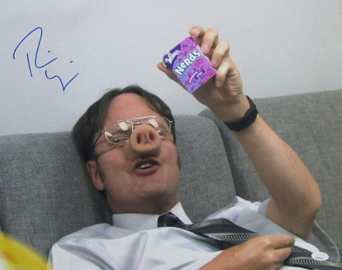 Rainn Wilson Autographed 16x20 Photo "The Office" JSA 184752: Rainn Wilson Autographed 16x20 Photo "The Office" JSA 184752 Rainn Wilson's 16x20 photo from "The Office" is signed by the actor. The item is a 16x20 photo, and it is signed by Rainn Wilson. Item Spec