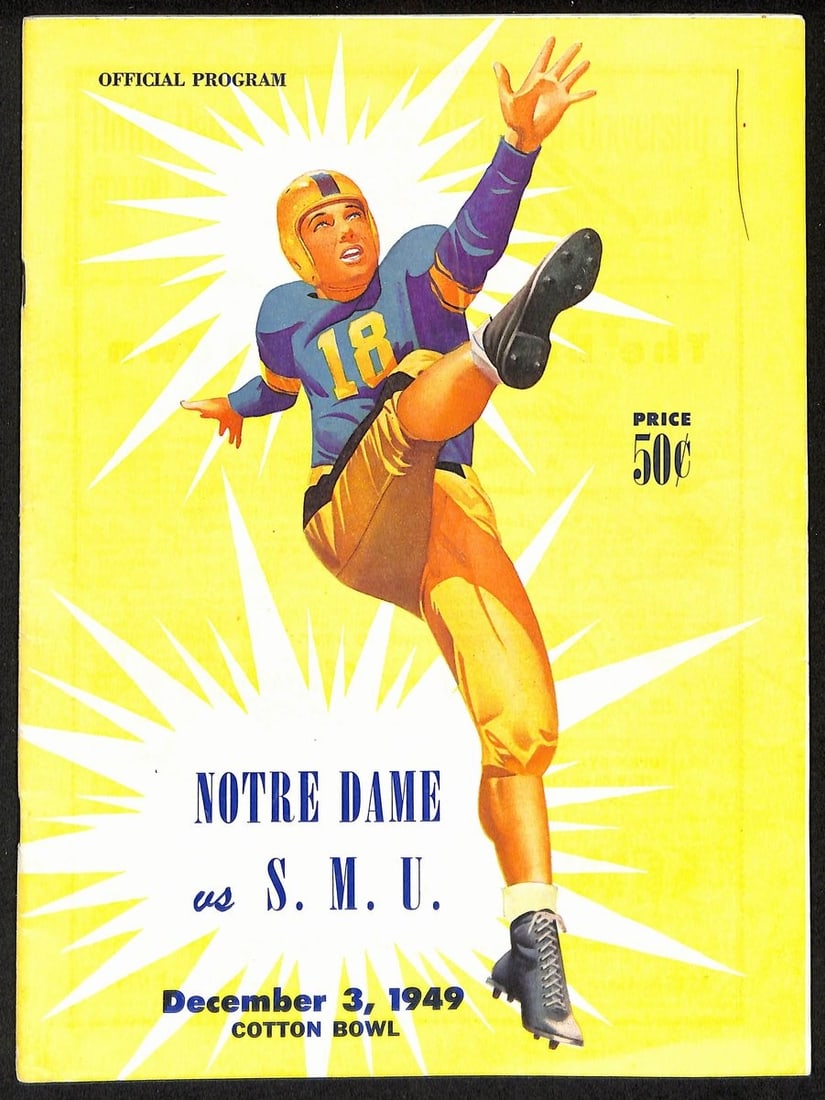 1949 SMU vs Notre Dame Rare Cover Vintage College Football Program 196439 (1 of 5)