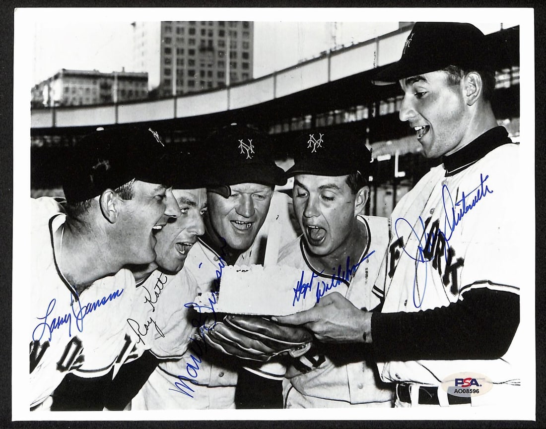 1954 New York Giants Multi-Signed (5) 8x10 Photo New York Giants PSA/ DNA 195478 (1 of 2)