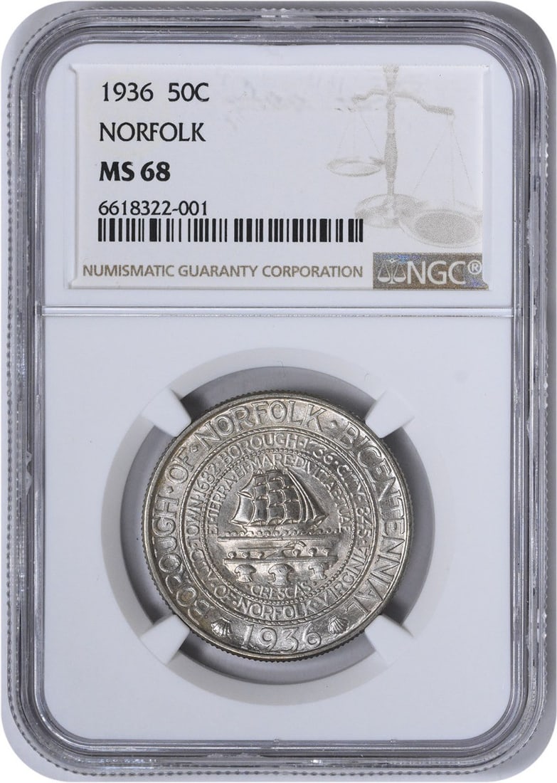 Norfolk Commemorative Silver Half Dollar MS68 NGC (1 of 3)