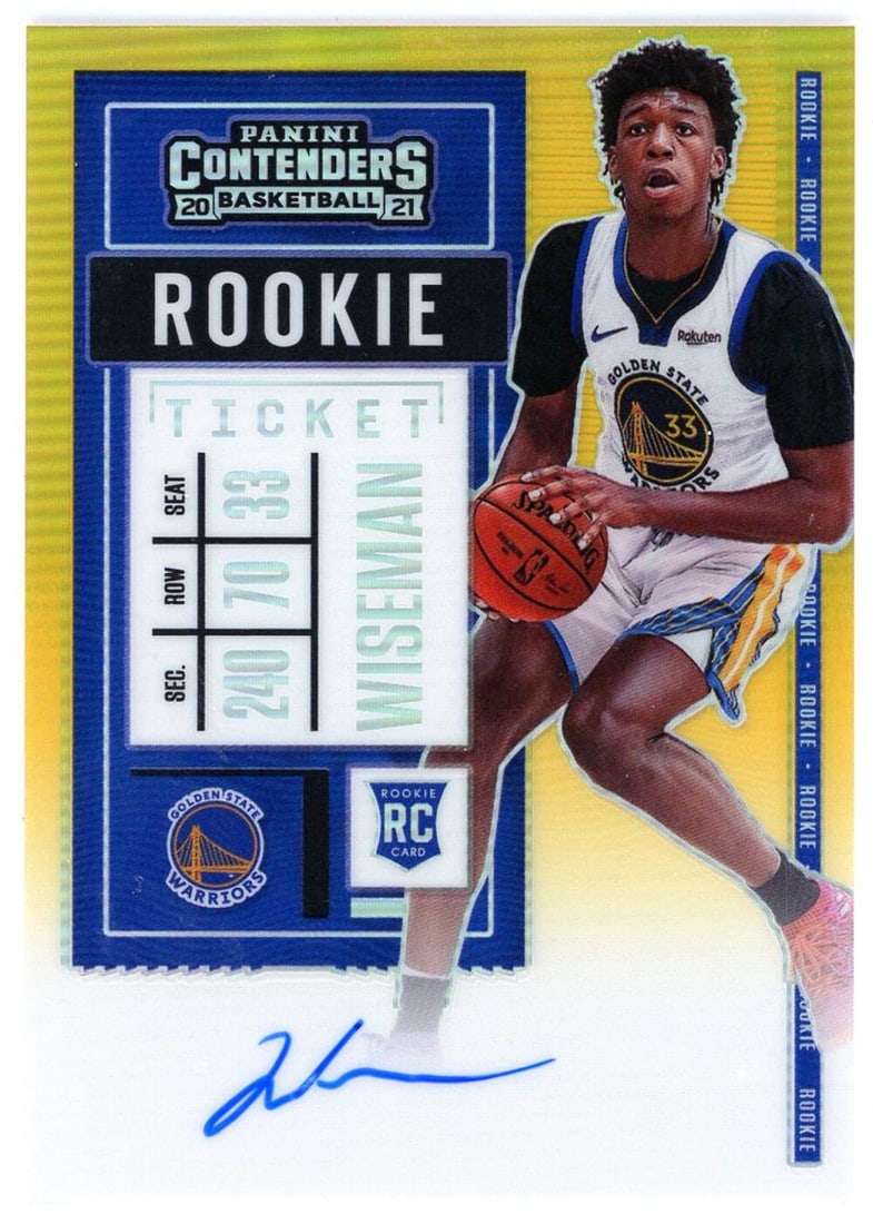 Panini Contenders 2020-21 Wiseman Autographed Car Gold Prizm Rookie Ticket (1 of 2)