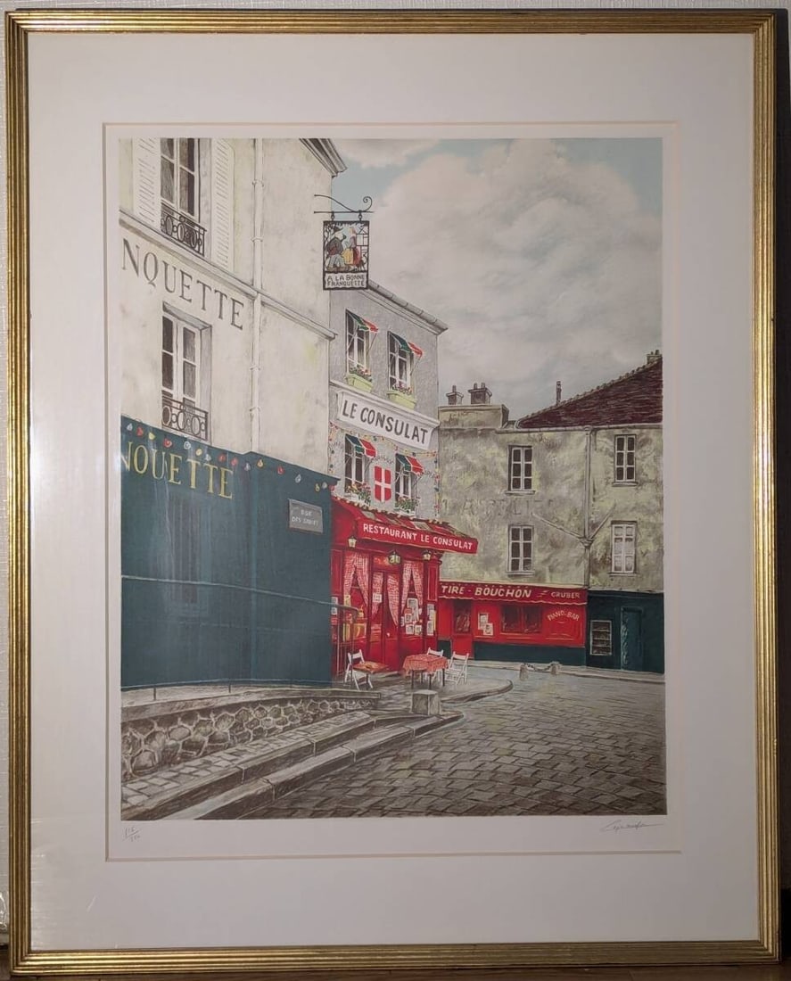 Georges Caramadre Le Consulat Montmartre Signed Lithograph 116/ 250 Paris (1 of 10)
