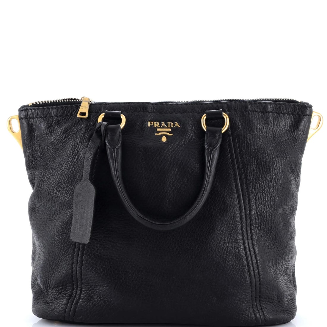 Vitello Daino Large Convertible Shopper Prada Tote: Vitello Daino Large Convertible Shopper Prada Tote The Vitello Daino Large Convertible Shopper Prada Tote boasts a sleek black leather exterior with a convertible design, perfect for those who need a