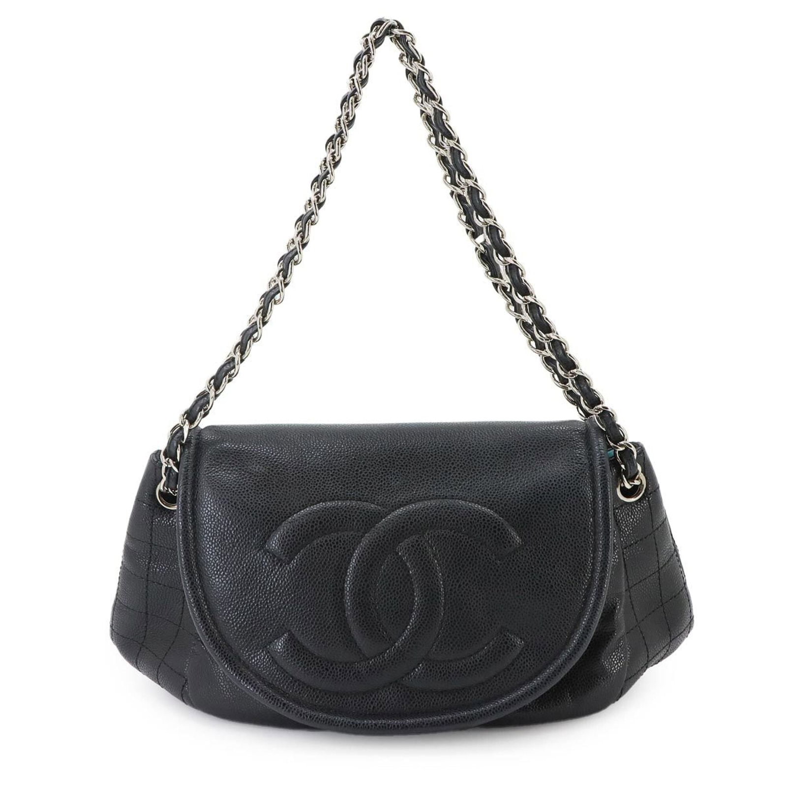 CHANEL Handbag Shoulder Bag Grained Calfskin: CHANEL Handbag Shoulder Bag Grained Calfskin Grained Calfskin Chanel Shoulder Bag in Black. This exquisite shoulder bag boasts a rich, luxurious feel and a sleek, sophisticated design. With its