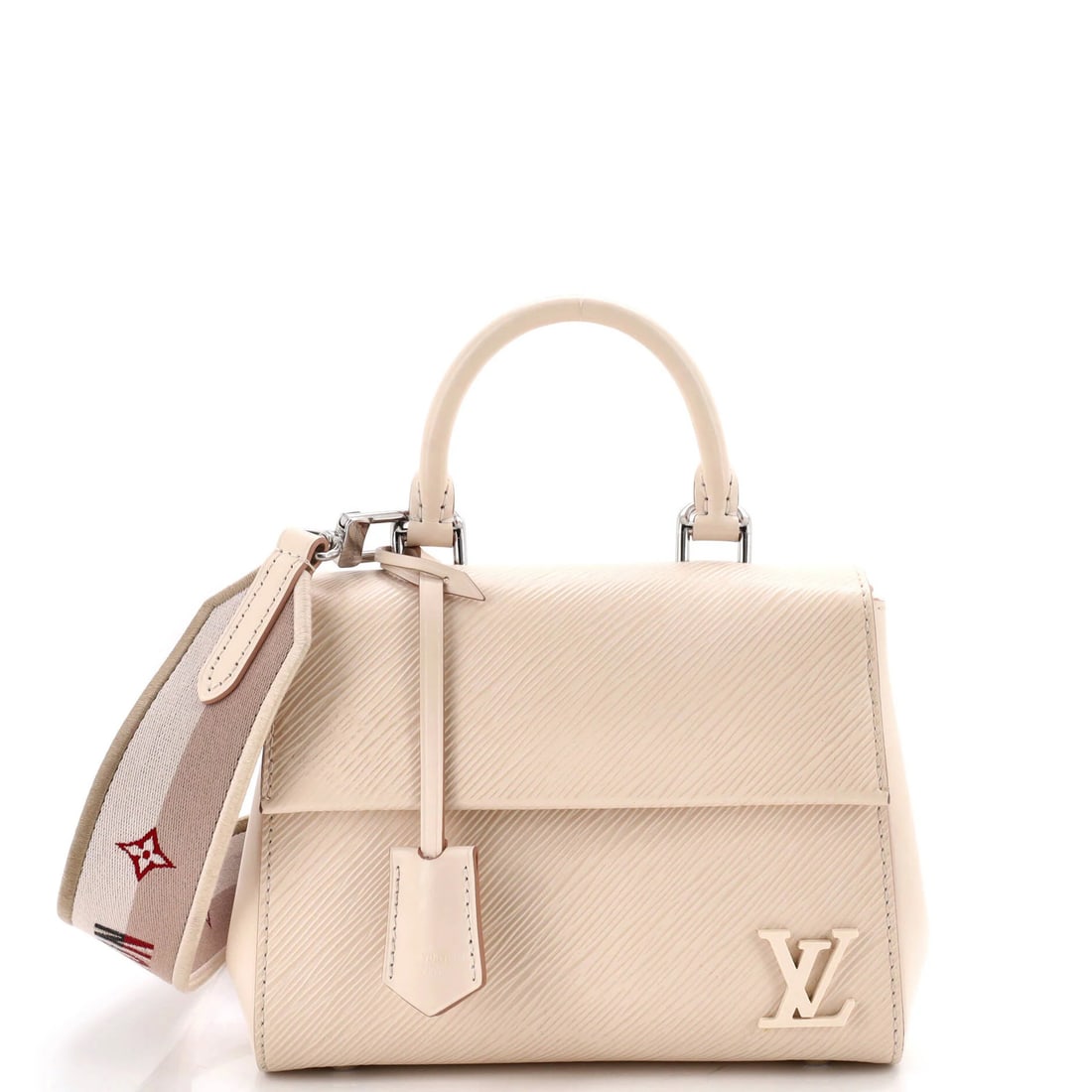 Epi Leather Mini Louis Vuitton Cluny Top Handle Bag: Epi Leather Mini Louis Vuitton Cluny Top Handle Bag The Epi Leather Mini Louis Vuitton Cluny Top Handle Bag is a stylish and compact accessory featuring neutral exterior leather and a classic top hand