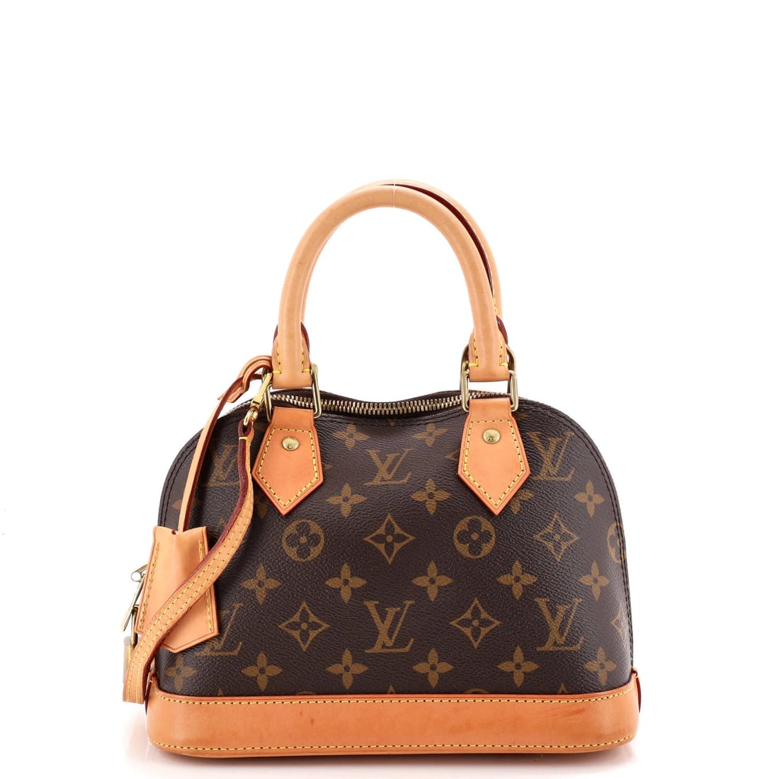 Handbag Monogram Canvas Louis Vuitton Alma: Handbag Monogram Canvas Louis Vuitton Alma Brown Mini Louis Vuitton Alma Cross Body Bag with Monogram Canvas Exterior, Gold Hardware, and Brown Interior, featuring a classic cross body design and sign