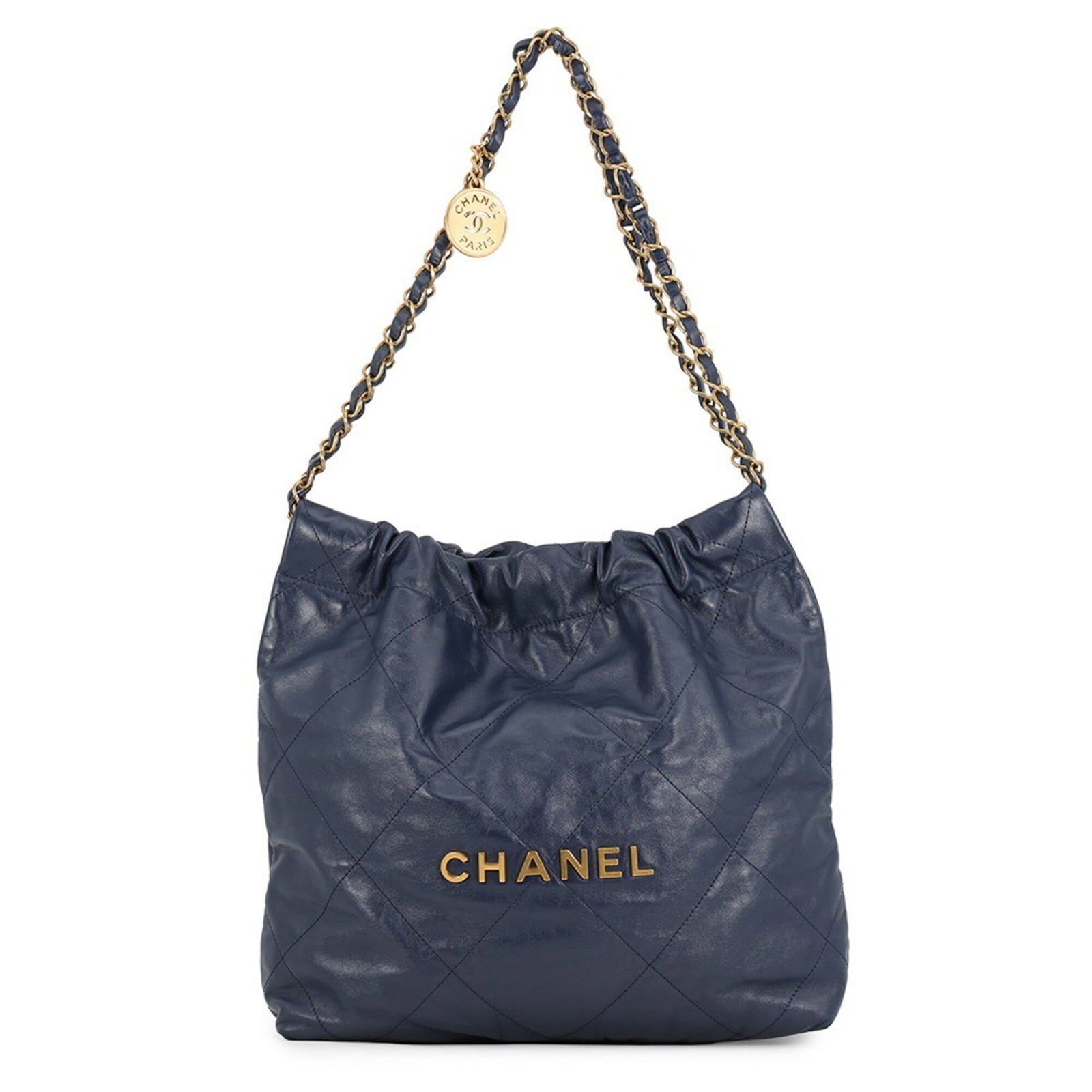 CHANEL Handbag Pouch Leather: CHANEL Handbag Pouch Leather Navy leather CHANEL Handbag Pouch in excellent condition, with only the faintest traces of wear. Made from high-quality calfskin, this luxurious pouch features gold