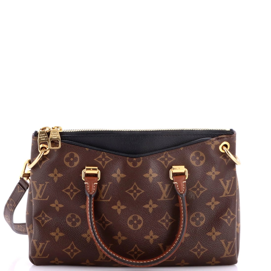 Canvas Monogram Tote Leather BB Pallas Vuitton Louis with: Canvas Monogram Tote Leather BB Pallas Vuitton Louis with Canvas Monogram Tote Leather BB Pallas Vuitton Louis with Brown Leather Exterior and Black Microfiber Interior. This classic Louis Vuitton