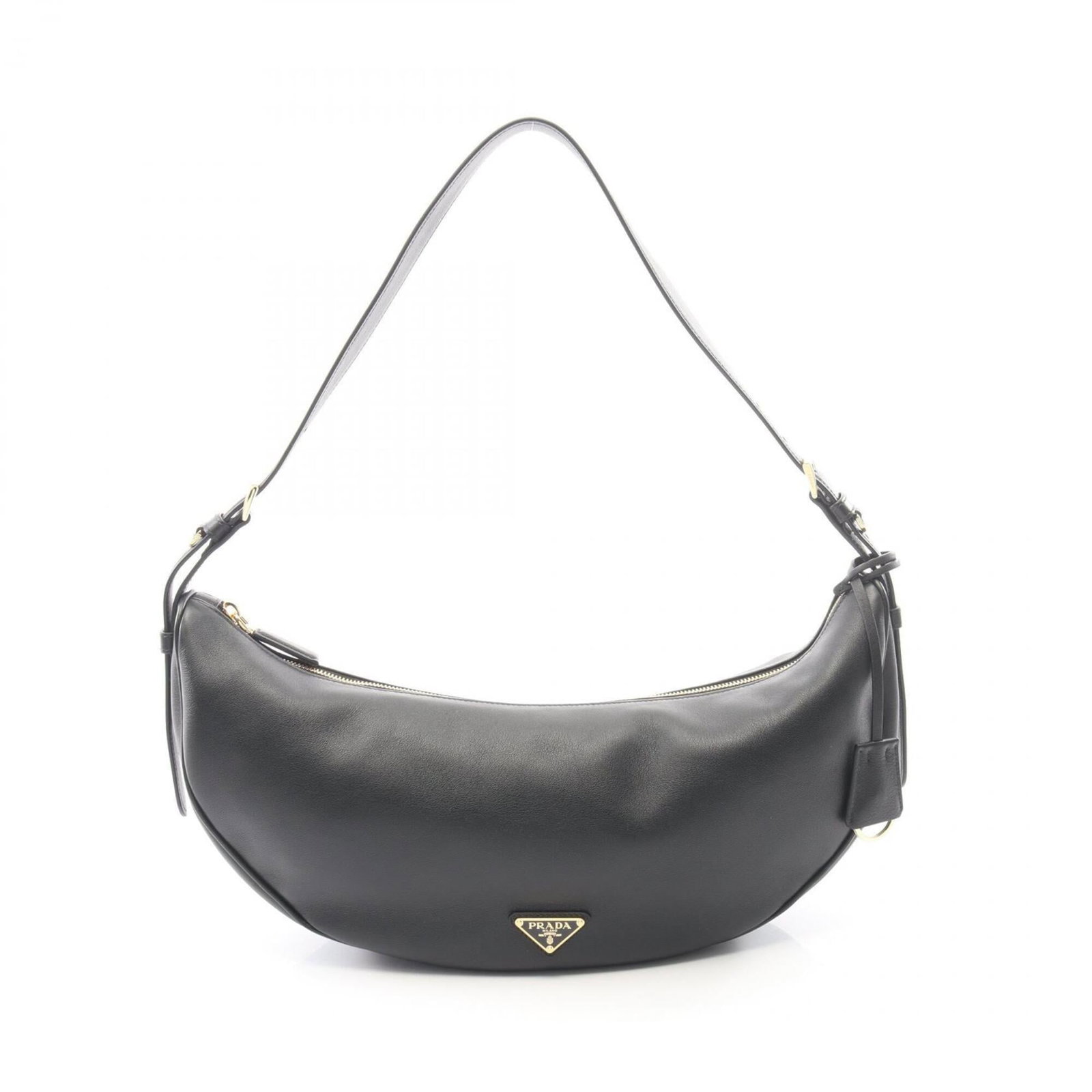 PRADA Handbag Shoulder Bag Leather: PRADA Handbag Shoulder Bag Leather Black leather shoulder bag from Prada, measuring 18cm x 42cm x 9cm, in brand new condition with original packaging still included. This stylish bag features premium