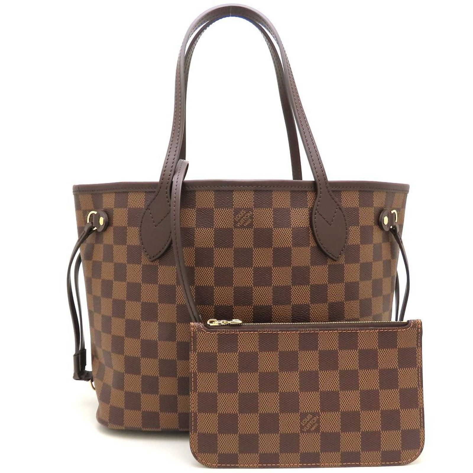 LOUIS VUITTON Pouch Tote Bag Damier Canvas: LOUIS VUITTON Pouch Tote Bag Damier Canvas Damier Canvas embossing adds a touch of classic elegance to this Louis Vuitton Pouch Tote Bag, while its 21cm x 29cm x 12cm dimensions make it the perfect si
