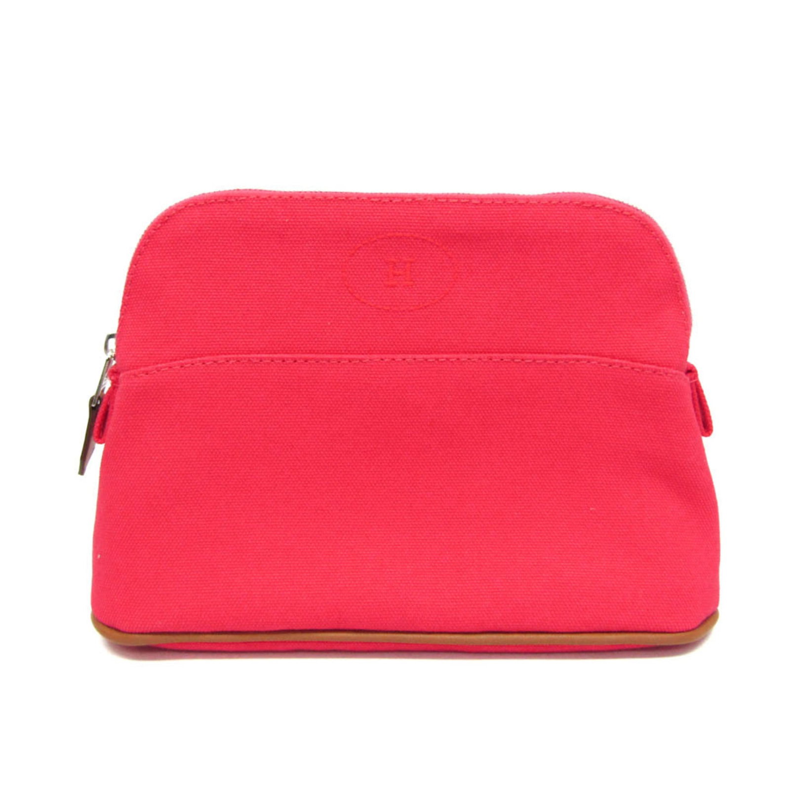 HERMES Pouch Cotton Leather: HERMES Pouch Cotton Leather The Hermes Bolide Mini Country Pouch is a stylish and compact accessory made from high-quality cotton and leather. Measuring 14cm x 20.5cm x 7cm, this pouch features a rich