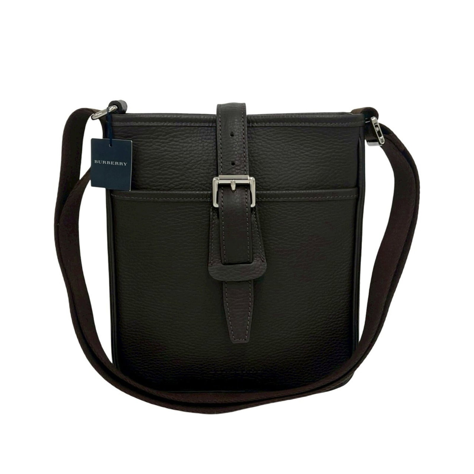 BURBERRY Pochette Shoulder Bag Leather: BURBERRY Pochette Shoulder Bag Leather This brown leather Burberry pochette shoulder bag is in like new condition, with only the faintest traces of wear. Measuring 24cm x 21cm x 7cm, it features