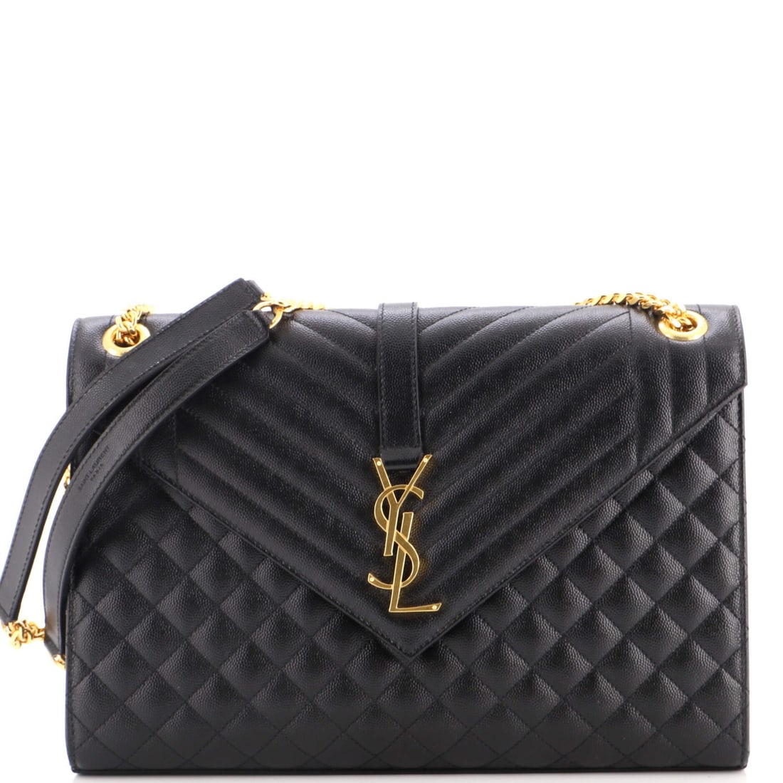 Laurent Saint Classic Satchel Leather Matelasse Large Monogram Envelope (1 of 6)