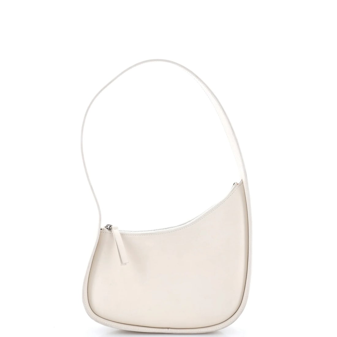 The Row Half Moon Shoulder Bag Leather: The Row Half Moon Shoulder Bag Leather The Row Half Moon Shoulder Bag Leather is a chic and understated mini bag with a sleek white leather exterior and neutral suede interior. Characterized by its