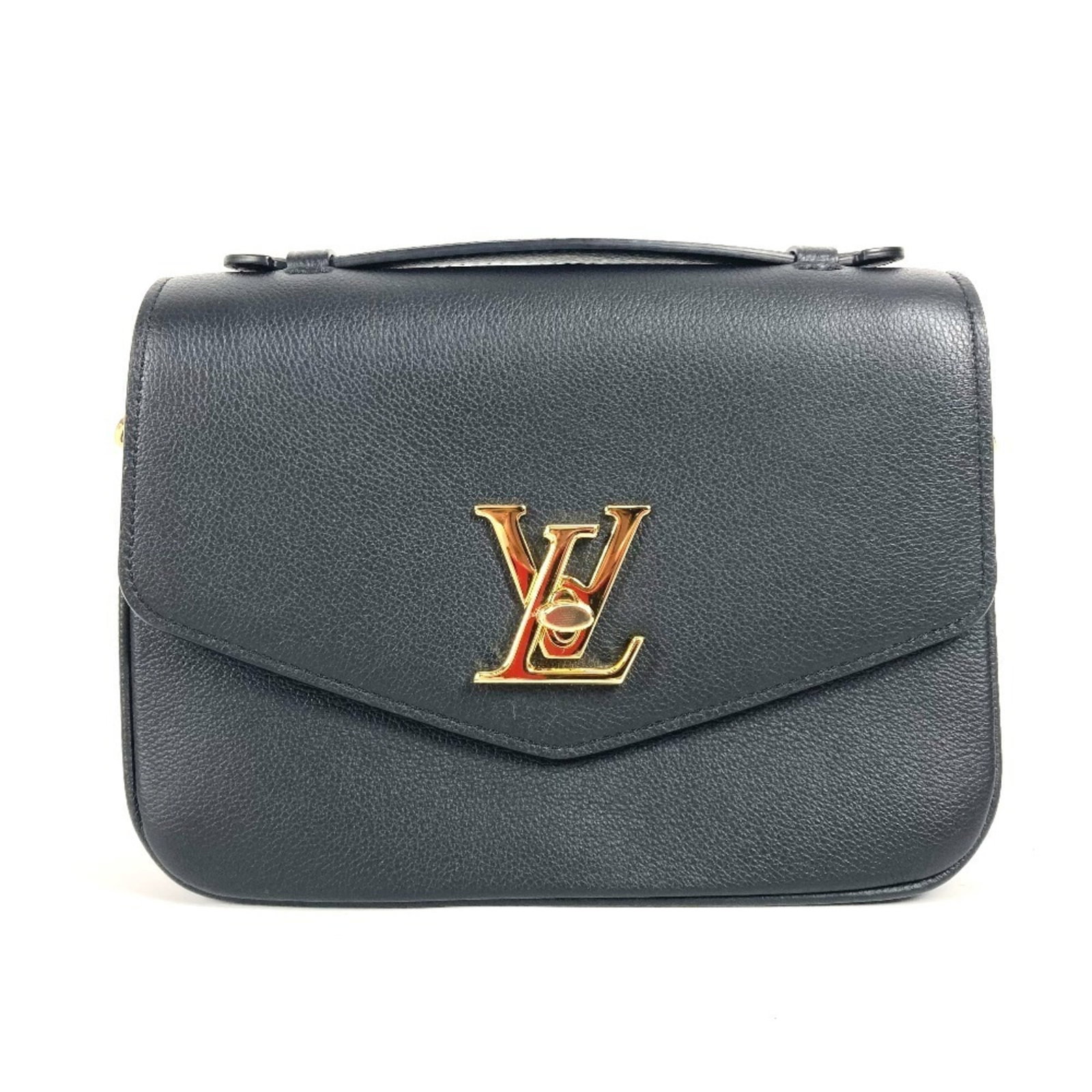 LOUIS VUITTON Handbag Shoulder Bag Leather: LOUIS VUITTON Handbag Shoulder Bag Leather Black Louis Vuitton Handbag Shoulder Bag Leather, 16cm x 22cm x 9.5cm, made from high-quality calf leather, features a sleek and sophisticated design. This