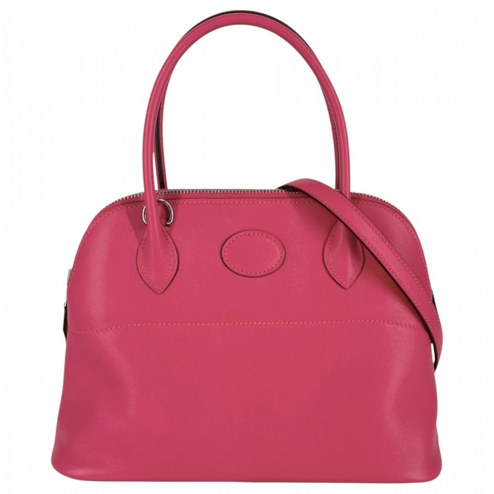 HERMES Handbag Shoulder Bag Swift Leather: HERMES Handbag Shoulder Bag Swift Leather Swift leather handbag from Hermes, featuring a pink color and a compact size of 18cm x 27cm x 10cm. In excellent condition, with only the faintest traces of w