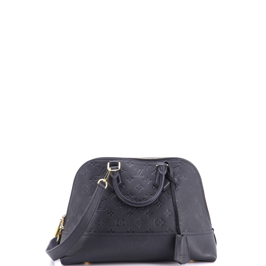 Louis Vuitton Neo Alma Leather Empreinte Monogram Handbag: Louis Vuitton Neo Alma Leather Empreinte Monogram Handbag Black Louis Vuitton Neo Alma Leather Empreinte Monogram Handbag with heavy corner wear and scuffs. Features a gold clochette, keys lock with s