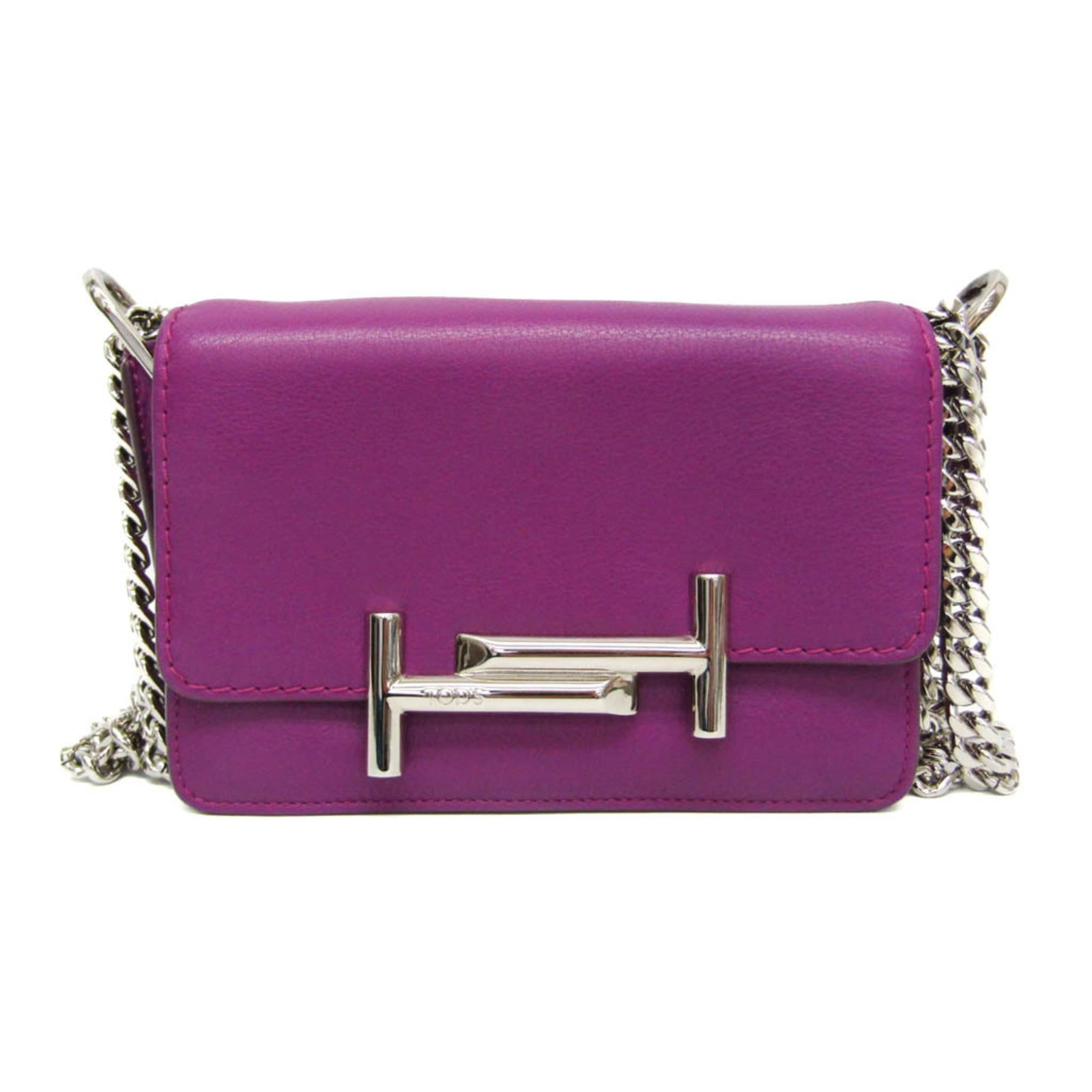 TOD'S Shoulder Bag Leather: TOD'S Shoulder Bag Leather Purple leather shoulder bag with a magnetic snap closure, featuring a zipper pocket and open pocket, crafted from high-quality Italian leather. Measuring 12.5cm x 18.5cm x 5