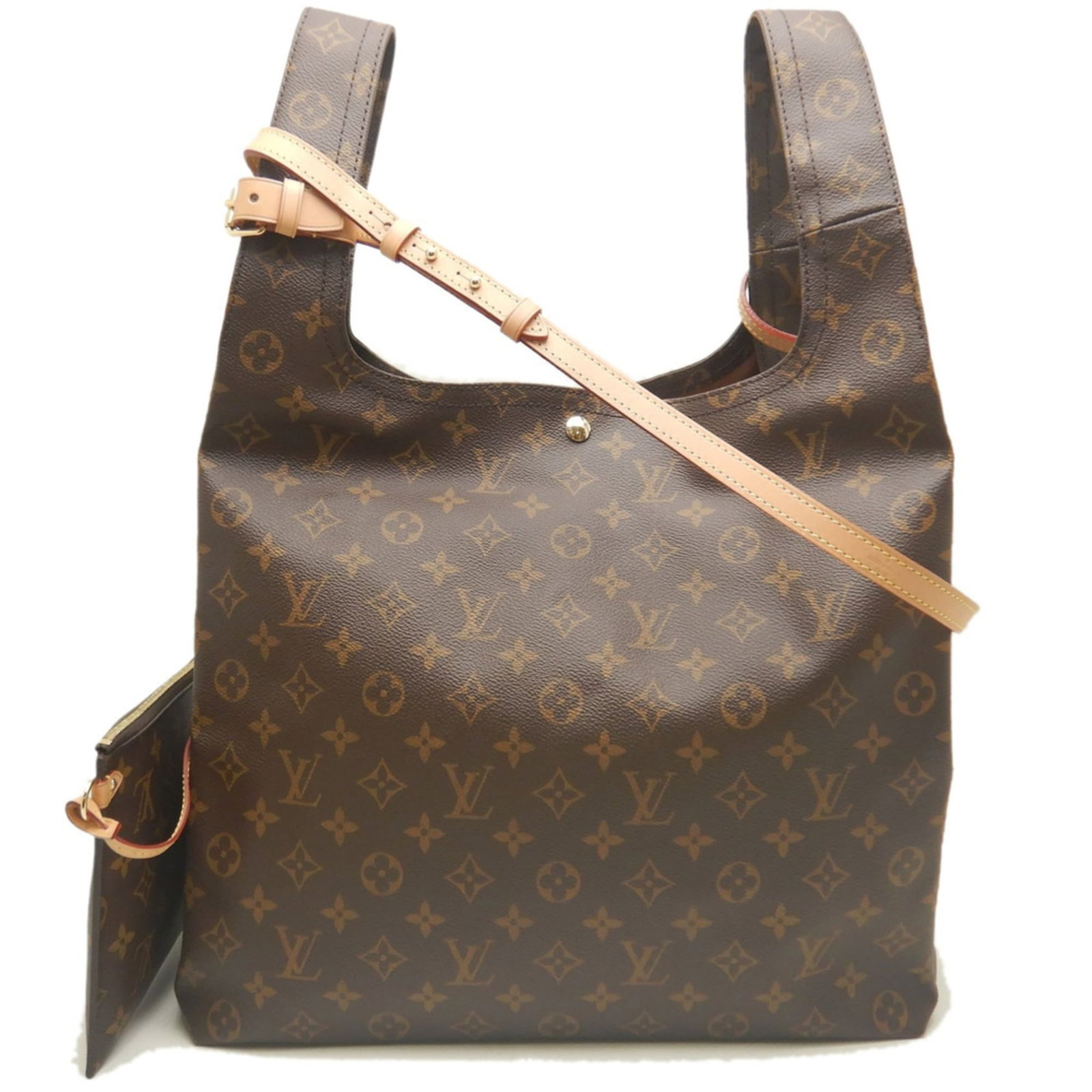 LOUIS VUITTON Pouch Shoulder Bag Monogram: LOUIS VUITTON Pouch Shoulder Bag Monogram Monogrammed with the iconic Louis Vuitton design, this brown shoulder bag boasts a sleek, compact shape and gold hardware accents. Made from high-quality