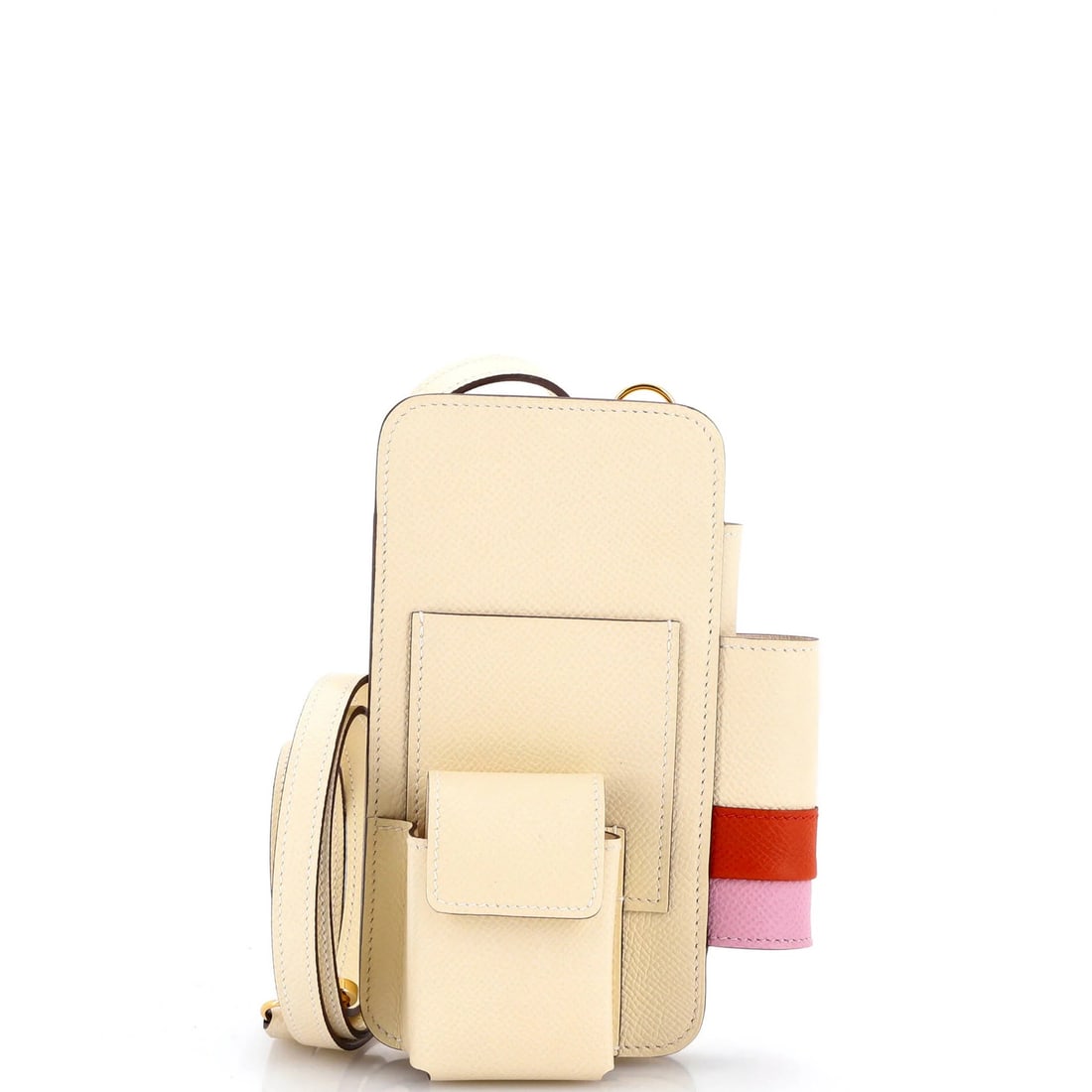 Hermes Phone Case Bag Crossbody Epsom: Hermes Phone Case Bag Crossbody Epsom The Hermesway Phone Case Crossbody Bag Epsom is a neutral-toned leather clutches bag with a gold hardware and minor scuffs on the exterior and scratches on the