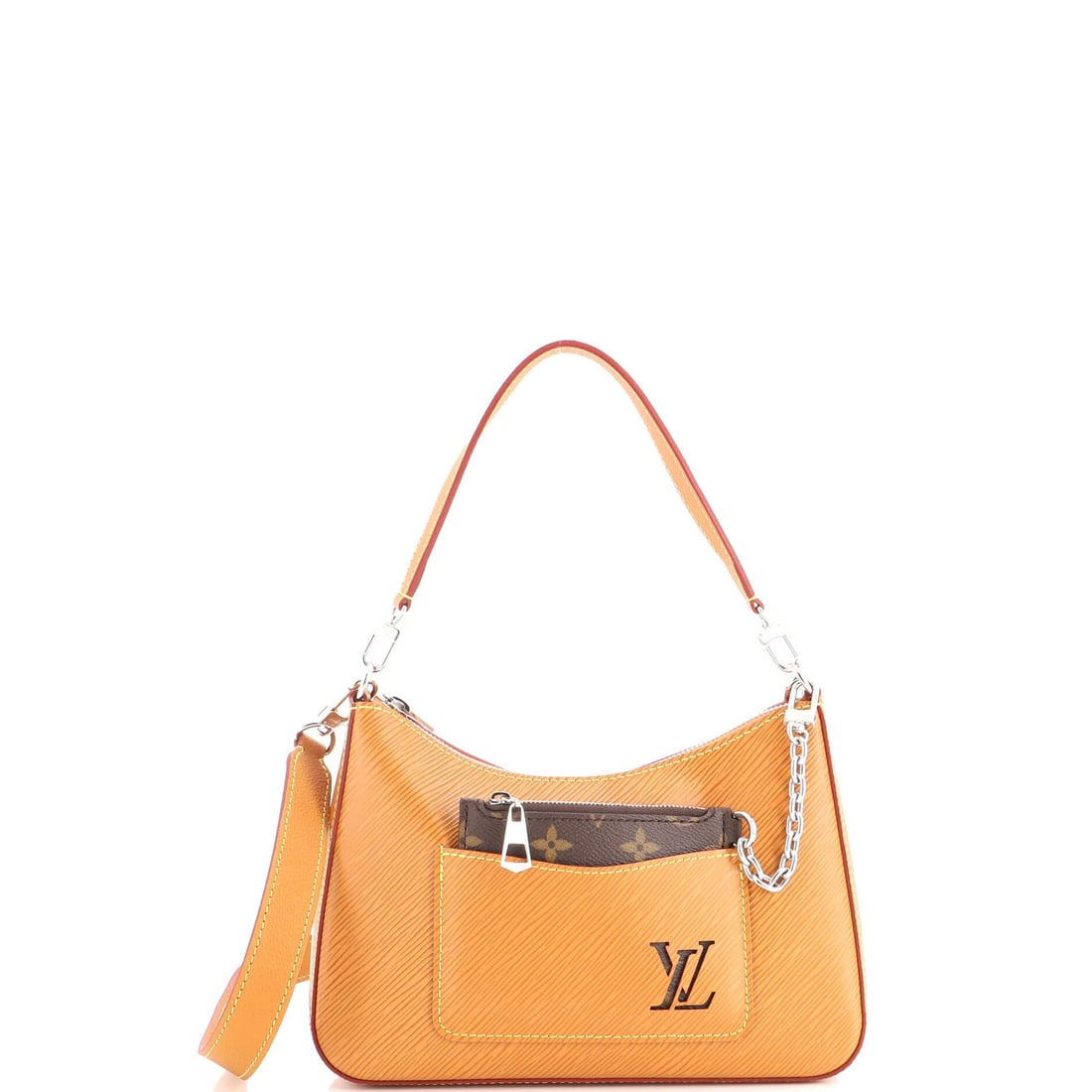 Epi Leather Louis Vuitton Handbag Marelle: Epi Leather Louis Vuitton Handbag Marelle Brown Epi Leather Marelle Handbag from Louis Vuitton features a classic hobos style with a pochette extra strap and adjustable strap. The exterior shows