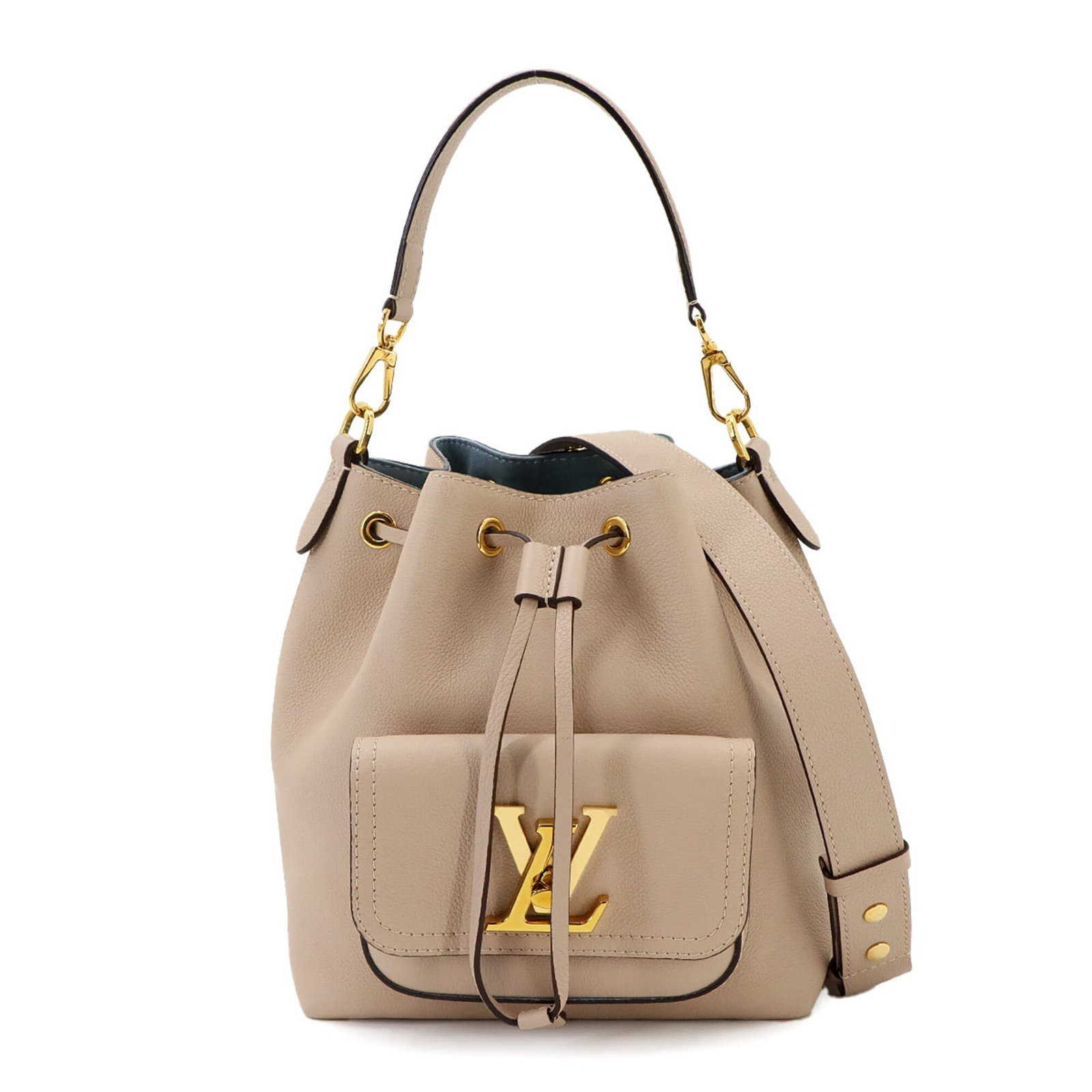 LOUIS VUITTON Handbag Shoulder Bag Leather: LOUIS VUITTON Handbag Shoulder Bag Leather Grayish leather shoulder bag from Louis Vuitton, featuring a 21.5cm x 20cm x 13cm size and a like new condition with only the faintest traces of wear. The