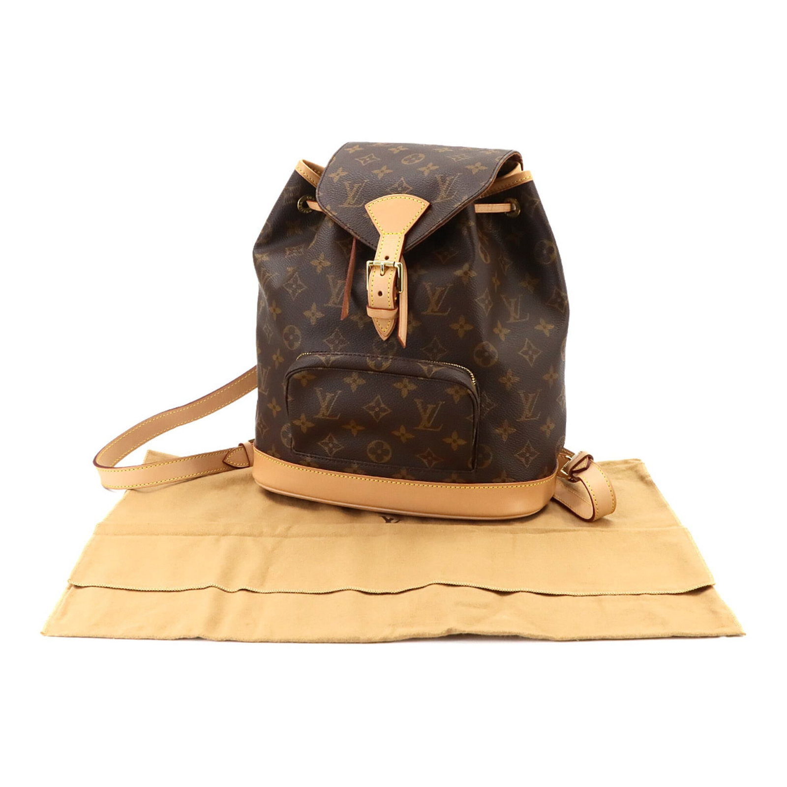 LOUIS VUITTON Backpack Monogram: LOUIS VUITTON Backpack Monogram Monogrammed with iconic Louis Vuitton style, this backpack boasts the signature monogram pattern in gold hardware and a sturdy, 630g design. Measuring 29cm x 25cm x