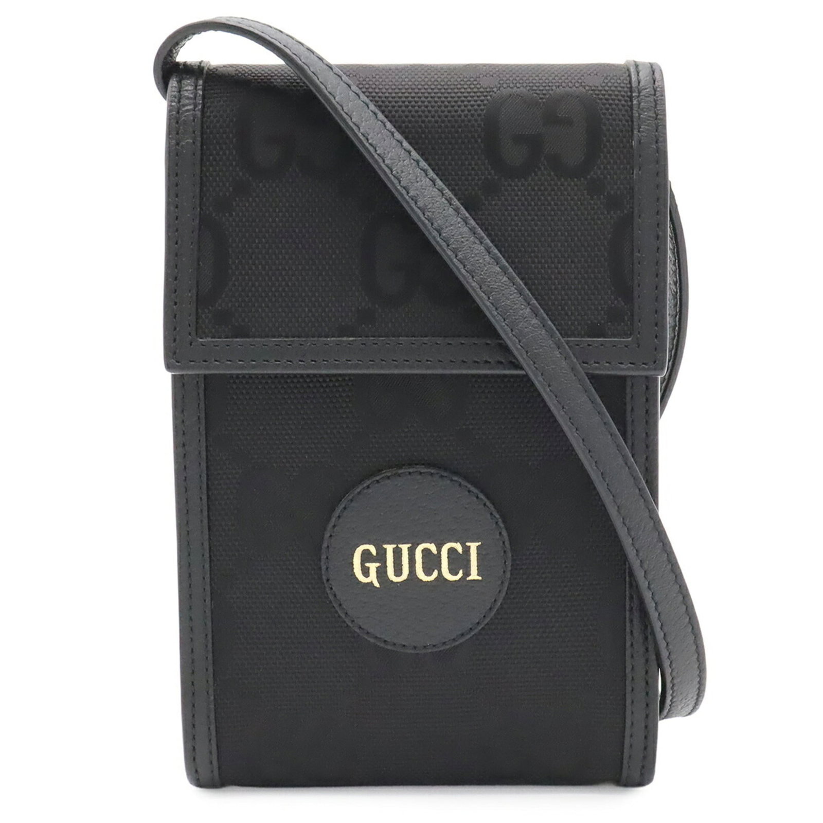 GUCCI Pochette Shoulder Bag Nylon Canvas Leather: GUCCI Pochette Shoulder Bag Nylon Canvas Leather Nylon canvas and leather combine in this sleek Gucci Pochette Shoulder Bag, featuring a timeless black color and compact 18cm x 11.5cm x 3cm dimensions