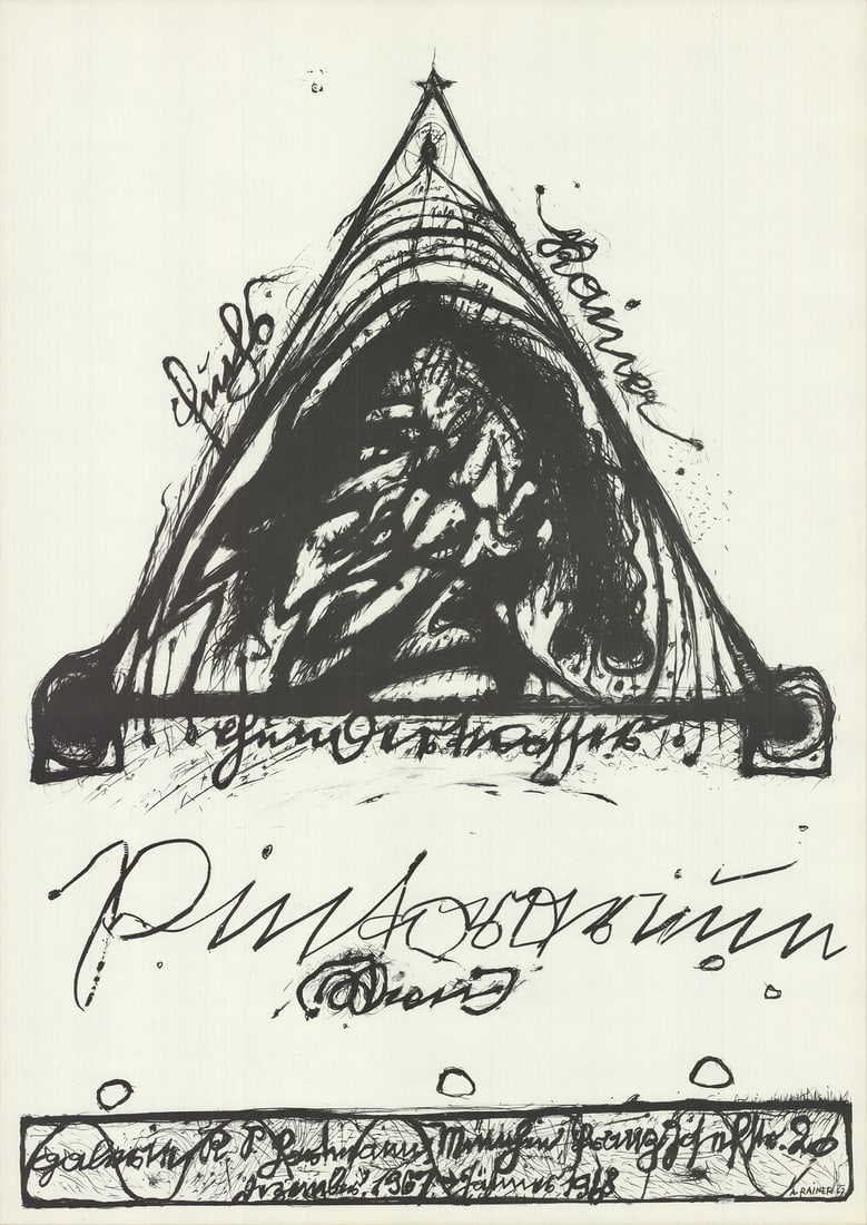 ARNULF RAINER Pintorarium 34.25" x 24.25" Lithograph 1967 Contemporary Black & W (1 of 4)