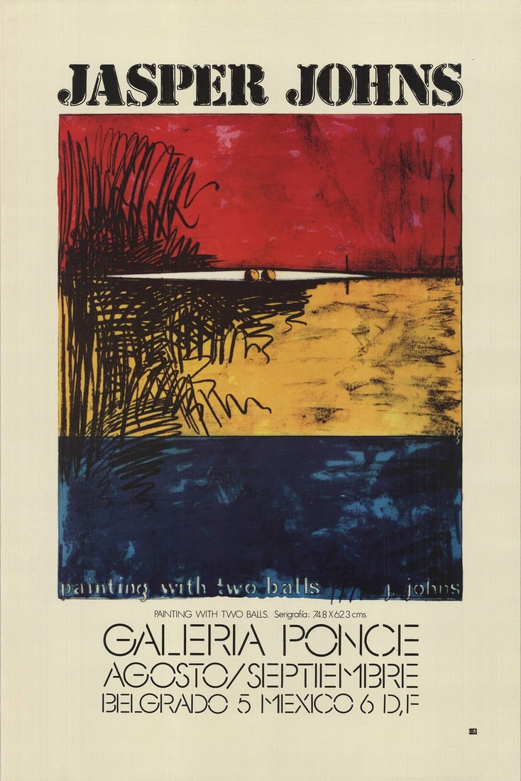 JASPER JOHNS Painting with Two Balls 27.5" x 18.25" Offset Lithograph Pop Art Bl (1 of 1)