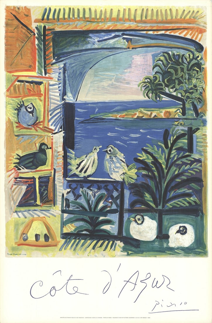 PABLO PICASSO Cote D'Azur 39.25" x 26" Lithograph 1962 Cubism Blue Orange Yell: PABLO PICASSO Cote D'Azur 39.25" x 26" Lithograph 1962 Cubism Blue Orange Yell Item Specifics: Artist: Pablo Picasso Brand: Picasso Pablo Country/Region Of Origin: France Exact Year: 1962 Height: 39.2