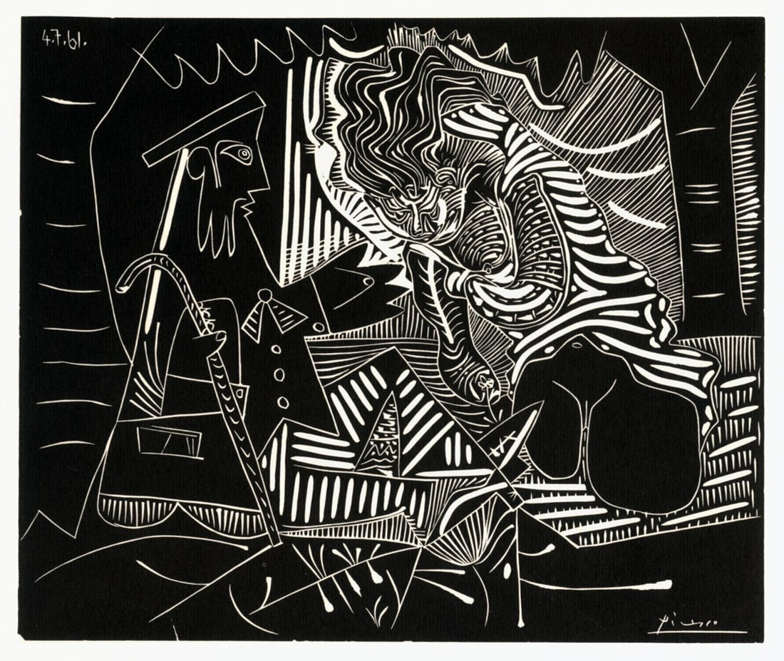 PABLO PICASSO Luncheon on the Grass (white) 23" x 27.25" Lithograph 1972 Cubism (1 of 6)