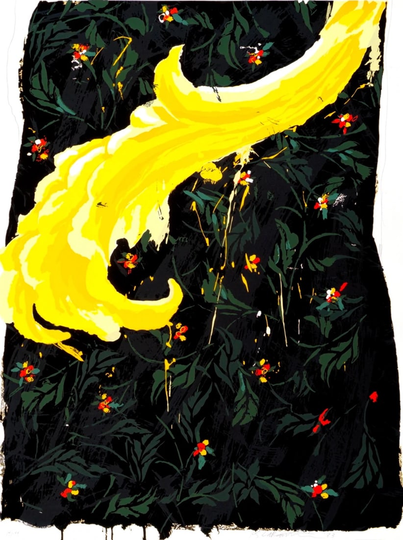 ROBERT ZAKANITCH Yellow Flame SIGNED 50" x 38" Serigraph 1983 Abstract 500 (1 of 2)