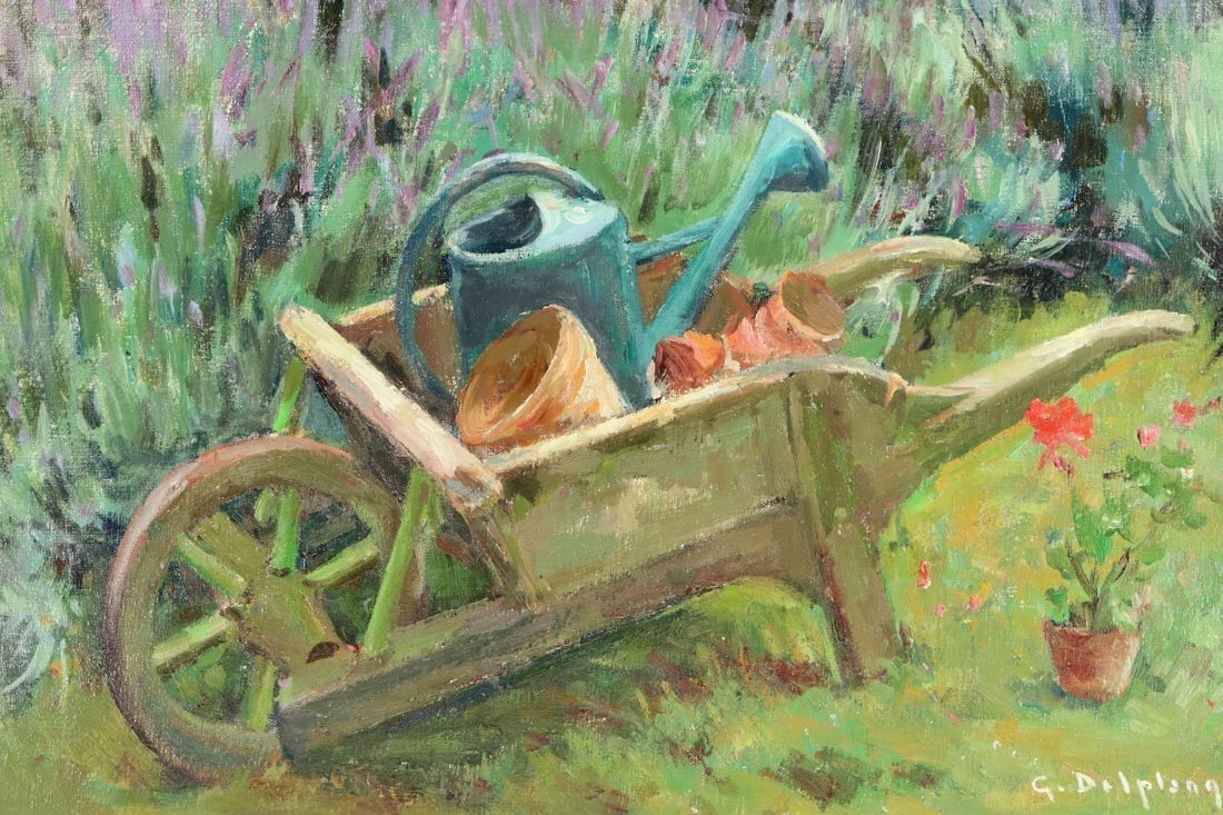 Georges Delplanque Afternoon in a Flowering Garden 1974 Oil Painting (1 of 10)