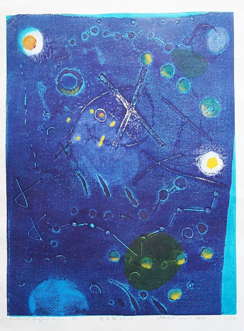 Hideo Hagiwara Starlit Night No.15 Woodblock Print 1980 Signed ED 1/ 50 Vintage: Hideo Hagiwara Starlit Night No.15 Woodblock Print 1980 Signed ED 1/ 50 Vintage Item Specifics: Artist: Hideo Hagiwara Unit Of Sale: Single Piece Signed: Yes Material: Paper Original/Licensed Reprint: