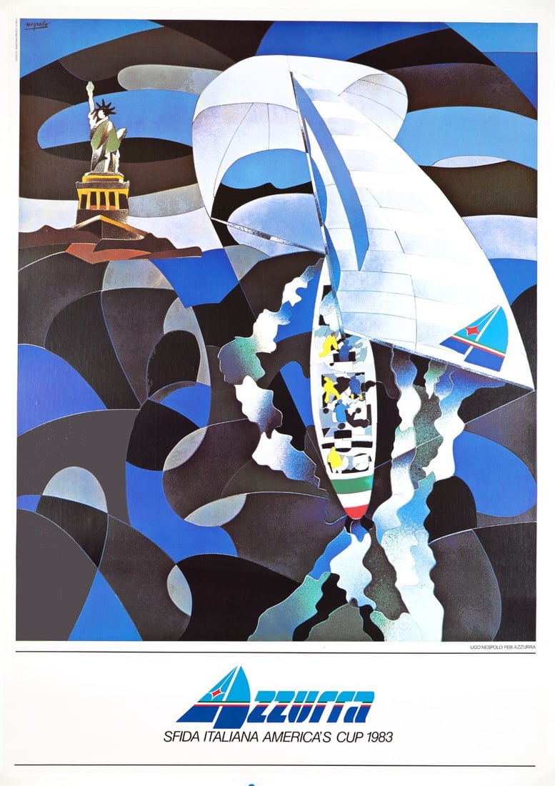 America'S Cup Sailboat Racing Ugo Nespolo 1983 Azzurra Printing Poster: America'S Cup Sailboat Racing Ugo Nespolo 1983 Azzurra Printing Poster Item Specifics: Artist: UGO NESPOLO Unit Of Sale: Single Piece Size: Medium Date Of Creation: 1983 Region Of Origin: italy Framin