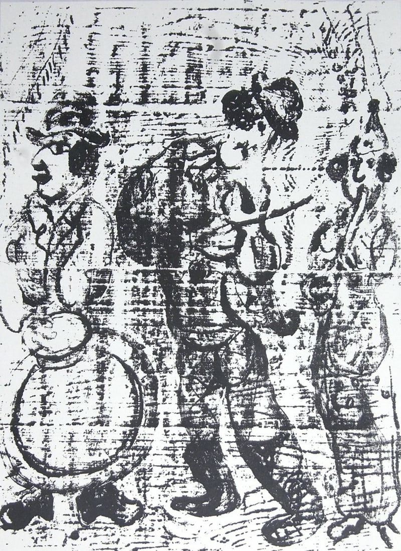 MARC CHAGALL The Wandering Musicians 12.5" x 9.5" Lithograph 1963 Modernism Blac (1 of 1)