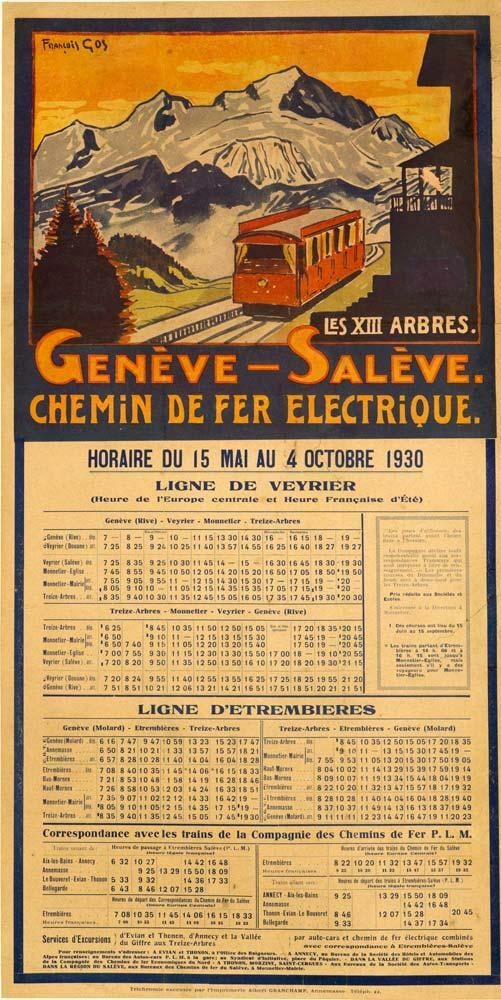 Rare Geneve Saleve Chemin De Fer Electrique By Francois Gos 1930: Rare Geneve Saleve Chemin De Fer Electrique By Francois Gos 1930 Item Specifics: Artist: FALCUCCI Style: Vintage Date Of Creation: Unknown Year Of Production: 1930 Width (Inches): 32 Color: BROWN Subj