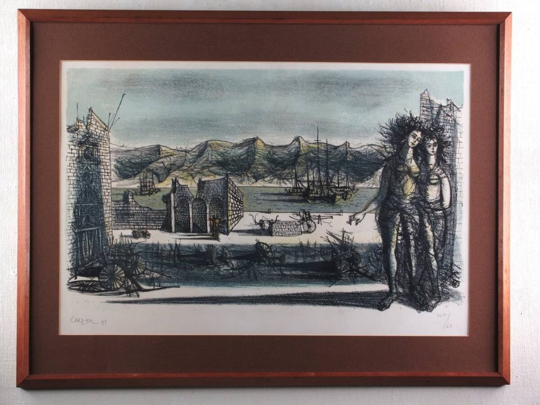 Jean Carzou Rare Vintage Art Framed Signed Lithograph 1959 (1 of 5)