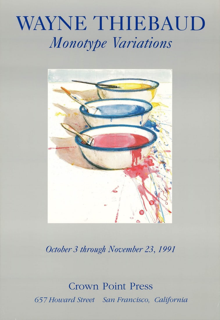Variations Gray Bowls Pai 1991 Poster 32" x 22" Monotype Wayne (1 of 4)