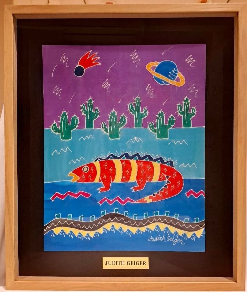 Geiger Lizard Silkscreen Art Signed Framed Judith: Geiger Lizard Silkscreen Art Signed Framed Judith Item Specifics: Artist: Judith Geiger Unit Of Sale: Single Piece Signed By: Judith Geiger Size: Medium Signed: Yes Material: Acrylic Fabric Framing: F